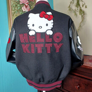 Hello Kitty Aeropostale Snap Close Button Bomber Jacket Varsity Size Oversized M
